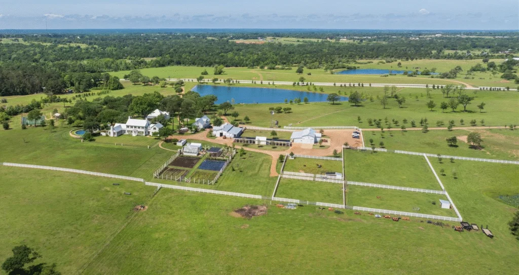 An areal view of the versatile acreage at Goodthyme Farm (Photo by Michael McNamara of ZenHouse Collective)